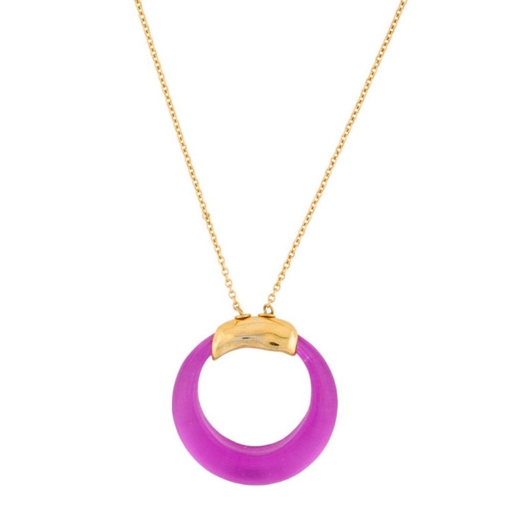 Alexis Bittar Pink Lucite Horseshoe pendant Necklace